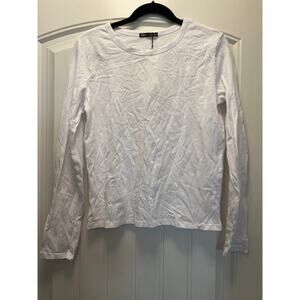 NWT Zara Women’s Long Sleeve Crew Neck Casual Lightweight Shirt Top Size L White